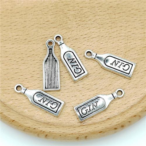 Ciondoli in lega di zinco, lega in zinco, Bottiglia, placcato argento antico, DIY, 7x22mm, 100PC/borsa, Venduto da borsa