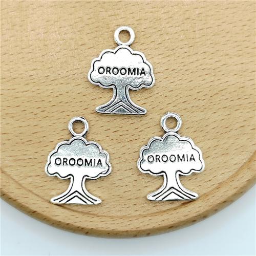 Ciondoli in lega di zinco, lega in zinco, Albero della vita, placcato argento antico, DIY, 18x22mm, 100PC/borsa, Venduto da borsa