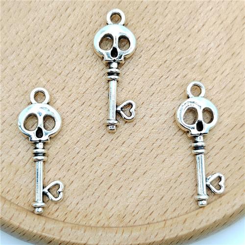 Zink Alloy Key Hängen, Nyckel, antik silver pläterad, DIY, 9x25mm, 100PC/Bag, Säljs av Bag