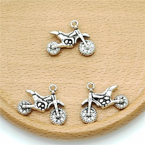 Køretøj Shaped Zinc Alloy Pendler, Motorcykel, antik sølv farve forgyldt, du kan DIY, 22x16mm, 100pc'er/Bag, Solgt af Bag