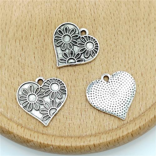 Zinc Alloy Heart Pendants antique silver color plated DIY Sold By Bag