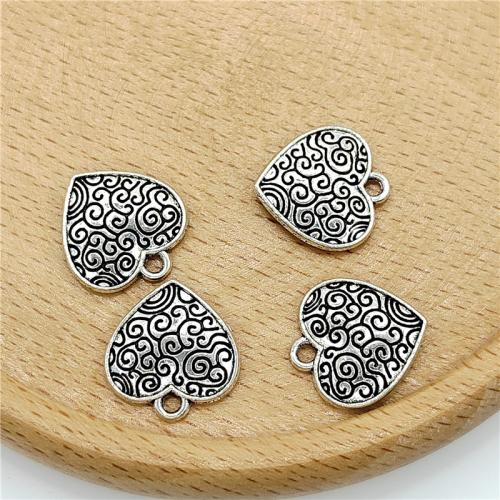 Zinc Alloy Heart Pendants antique silver color plated DIY Sold By Bag