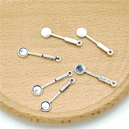 Cink ötvözet Medálok, Spoon, antik ezüst színű bevonattal, DIY, 5.50x22mm, 100PC-k/Bag, Által értékesített Bag