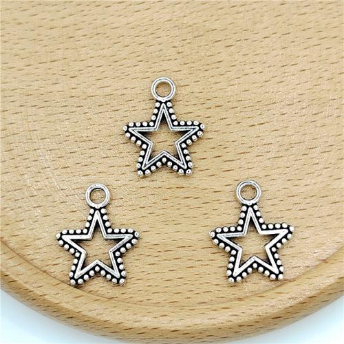 Sinc Alloy Star siogairlín, dath airgid antique plátáilte, DIY, 14x17mm, 100ríomhairí pearsanta/Mála, Díolta De réir Mála