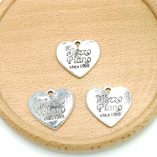 Zinklegering Hart Hangers, Zinc Alloy, antiek zilver plated, DIY, 22x20mm, 100pC's/Bag, Verkocht door Bag