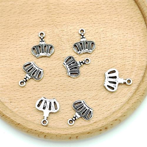 Cink ötvözet Crown Medálok, Korona, antik ezüst színű bevonattal, DIY, 12x14mm, 100PC-k/Bag, Által értékesített Bag