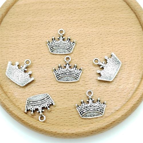 Sinc Alloy Crown Pendants, Corónach, dath airgid antique plátáilte, DIY, 17x15mm, 100ríomhairí pearsanta/Mála, Díolta De réir Mála