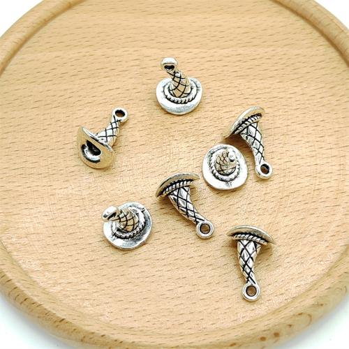 Zinc Alloy Hat pendentifs, alliage de zinc, chapeau, Plaqué de couleur d'argent, DIY, 10x15mm, 100PC/sac, Vendu par sac