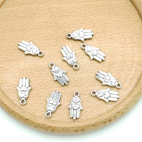 Cink ötvözet Hand Medálok, Kézi, antik ezüst színű bevonattal, DIY, 8x16mm, 100PC-k/Bag, Által értékesített Bag