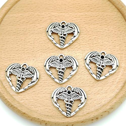 Zinklegering Hart Hangers, Zinc Alloy, antiek zilver plated, DIY, 21x20mm, 100pC's/Bag, Verkocht door Bag