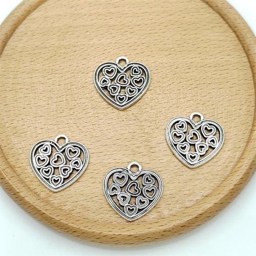 Zinc Alloy Heart Pendants antique silver color plated DIY Sold By Bag