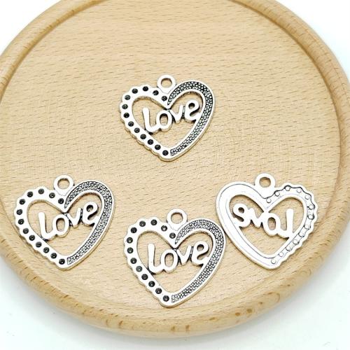 Zinc Alloy Heart Pendants antique silver color plated DIY Sold By Bag