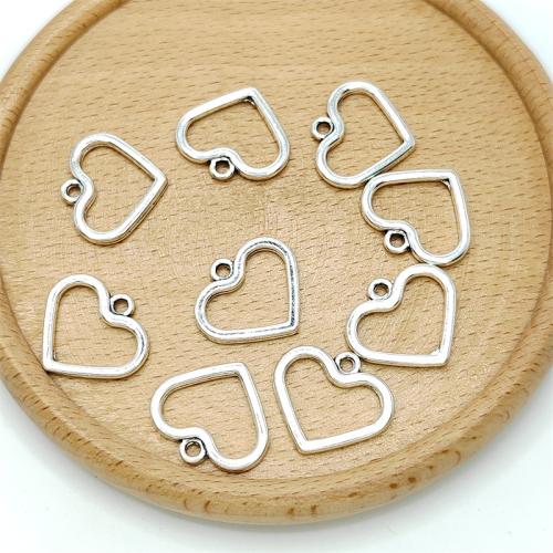 Zinklegering Hart Hangers, Zinc Alloy, antiek zilver plated, DIY, 19x17mm, 100pC's/Bag, Verkocht door Bag