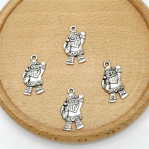 Pendants Sinc Alloy Nollag, Daidí na Nollag, dath airgid antique plátáilte, DIY, 14x24mm, 100ríomhairí pearsanta/Mála, Díolta De réir Mála