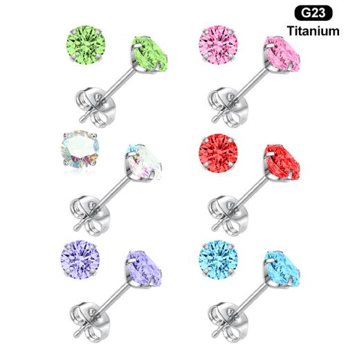 Titanium Alloy Piercing Earring Unisex & micro pave cubic zirconia Sold By PC