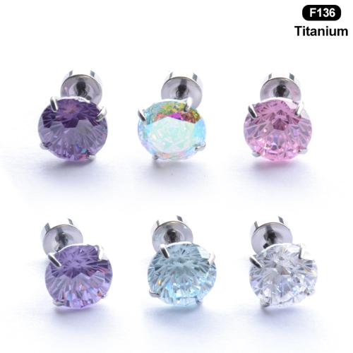 Liga de titânio piercing para orelha, unissex & tamanho diferente para a escolha & micro pavimento em zircônia cúbica, Mais cores pare escolha, vendido por PC