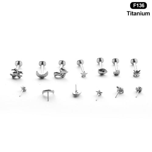 Titanium Alloy piercing oorbel, uniseks & verschillende grootte voor keus & verschillende stijlen voor de keuze, Verkocht door PC