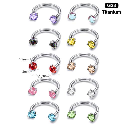 Alliage de titane Bijoux de Piercing de Nez, Lettre U, unisexe & normes différentes pour le choix & pavé de micro zircon, plus de couleurs à choisir, Vendu par PC