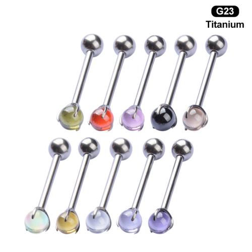 Liga de titânio piercing de bara reta, Roda, unissex & tamanho diferente para a escolha & com zircônia cúbica, Mais cores pare escolha, vendido por PC