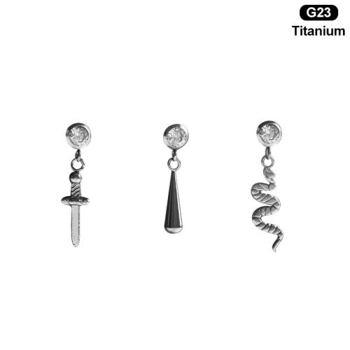 Titanium Alloy piercing oorbel, uniseks & verschillende grootte voor keus & verschillende stijlen voor de keuze & micro pave zirconia, Verkocht door PC