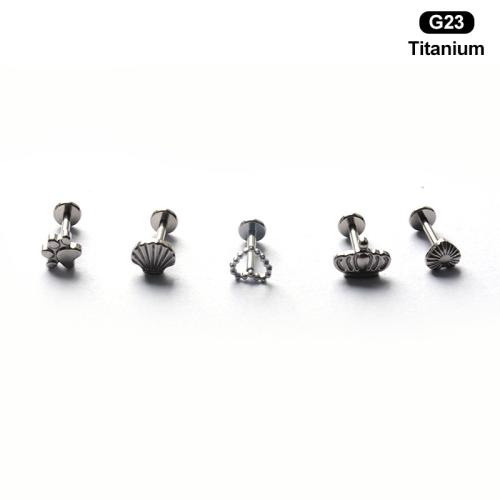 Titanium Alloy piercing naušnica, uglađen, bez spolne razlike & različite veličine za izbor & različitih stilova za izbor, izvorna boja, Prodano By PC