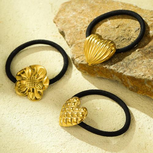 Ponytail Holder 304 Stainless Steel with Rubber Band & for woman golden Sold By PC