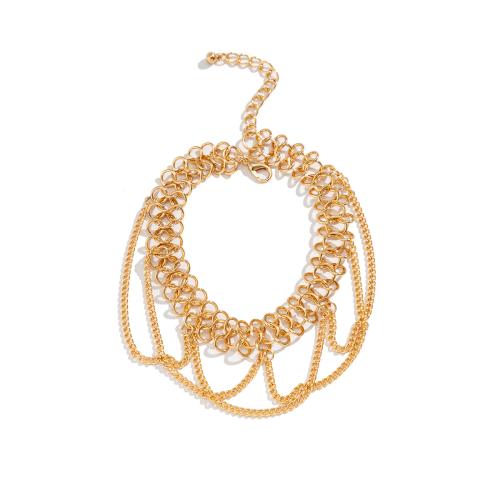 Body Chain Jewelry iron chain with 5cm extender chain fashion jewelry & for woman golden Length Approx 25 cm Sold By PC