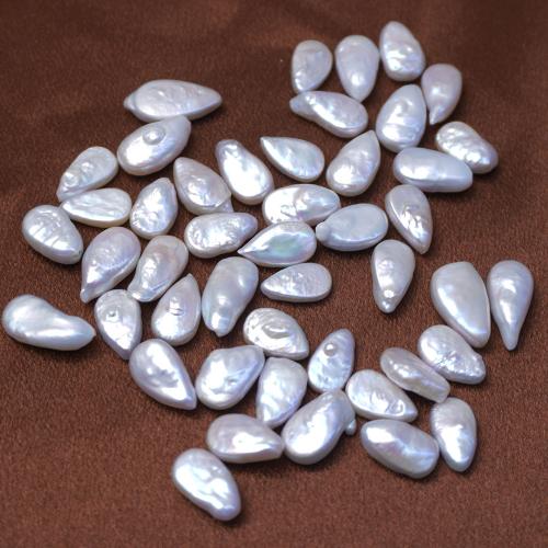 Ingen hul ferskvandskulturperle Beads, Ferskvandsperle, Teardrop, du kan DIY, hvid, 8x15mm, Solgt af PC