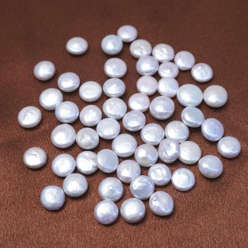 Ingen hul ferskvandskulturperle Beads, Ferskvandsperle, Button Shape, du kan DIY, hvid, 10-11mm, Solgt af PC