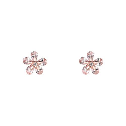 Cubic Zirconia Micro Pave Sterling Silver Earring 925 Sterling Silver Flower fashion jewelry & micro pave cubic zirconia & for woman Sold By Pair