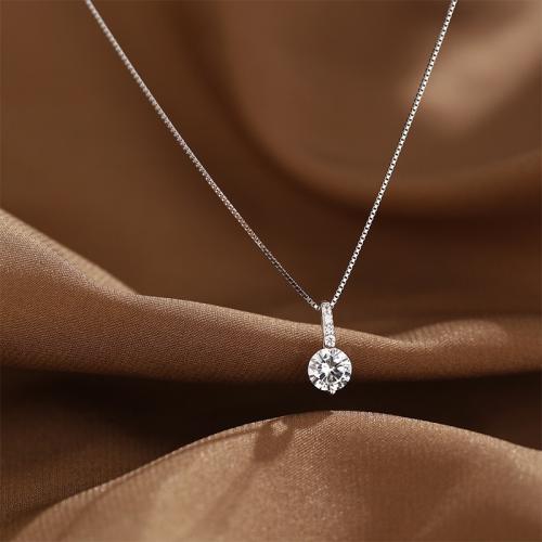 Cubic Zircon Micro Pave 925 Sterling Silver Necklace with 5cm extender chain fashion jewelry & micro pave cubic zirconia & for woman Length Approx 40 cm Sold By PC