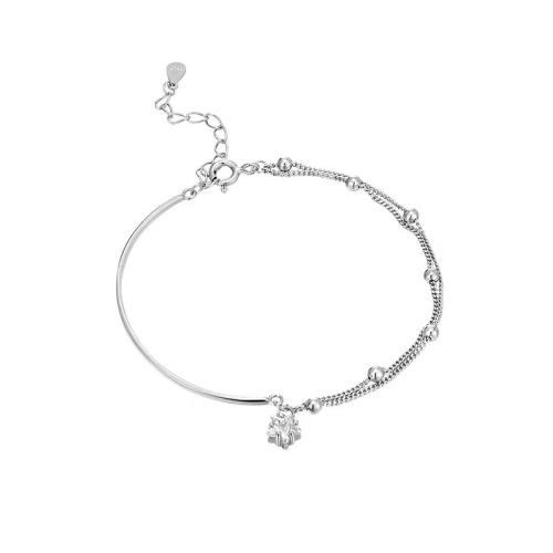 Plata de ley 925 Pulsera, con 5cm extender cadena, Joyería & micro arcilla de zirconia cúbica & para mujer, longitud aproximado 16 cm, Vendido por UD