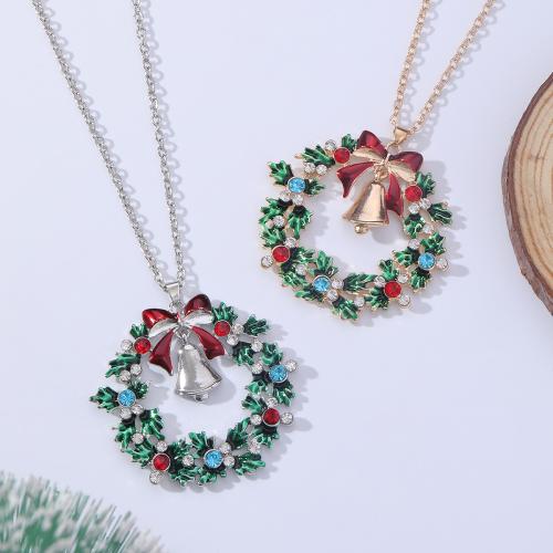 Zinc Alloy Sweater Necklace with 7cm extender chain Christmas Design & Unisex & enamel & with rhinestone Length Approx 45 cm Sold By PC