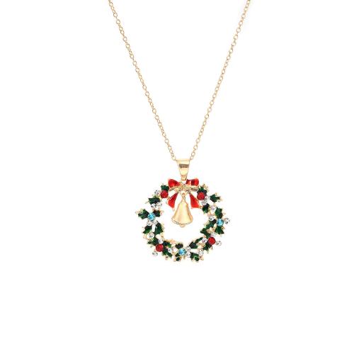 Zinc Alloy Sweater Necklace Christmas Design & for woman & enamel & with rhinestone Sold Per Approx 62.5 cm Strand