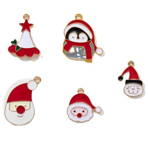 Zinc Alloy Christmas Pendants Christmas Design & enamel Sold By Bag