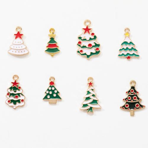 Pendentifs Noël en alliage de zinc, Conception de Noël & styles différents pour le choix & émail, 10PC/sac, Vendu par sac