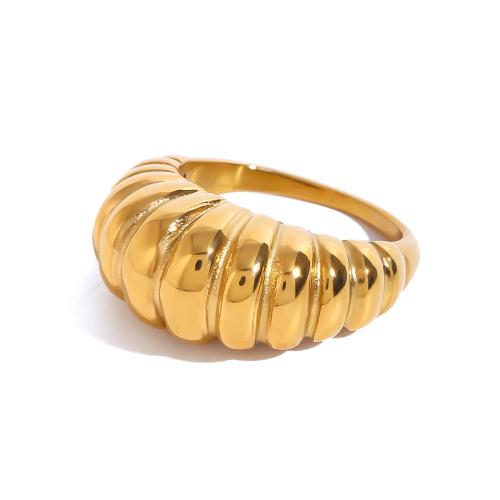 Anillo de dedo de acero inoxidable, acero inoxidable 304, 18K chapado en oro, Joyería & para mujer, dorado, tamaño:7, Vendido por UD