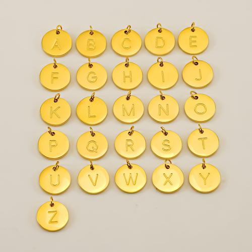 Stainless Steel Pendants 304 Stainless Steel Round 18K gold plated DIY golden Sold By PC