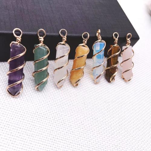 Gemstone Pendants Jewelry Natural Stone plated DIY Sold By PC