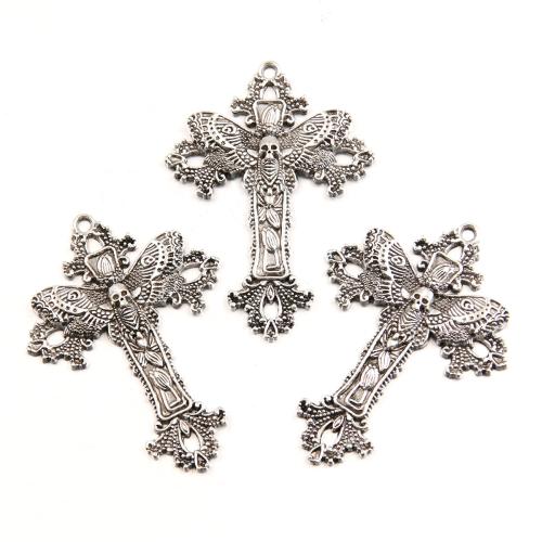 Pendants since Alloy Croise, Sinc Alloy, Cross, dath airgid antique plátáilte, DIY, nicil, luaidhe & caidmiam saor in aisce, 38x51mm, Poll:Thart 2mm, Thart 100ríomhairí pearsanta/Mála, Díolta De réir Mála