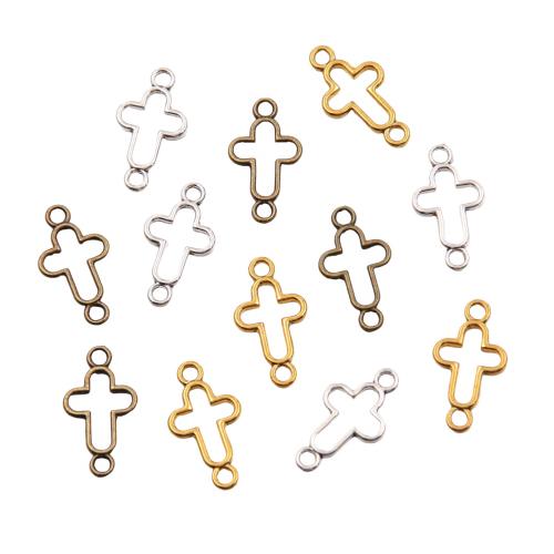 Cross Zink legering Stik, Zinc Alloy, Kryds, forgyldt, du kan DIY & 1/1 løkke & hule, flere farver til valg, nikkel, bly & cadmium fri, 10x19mm, Hole:Ca. 1mm, Ca. 100pc'er/Bag, Solgt af Bag