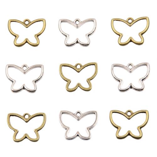 Zinklegering Animal Hangers, Zinc Alloy, Vlinder, plated, DIY & hol, meer kleuren voor de keuze, nikkel, lood en cadmium vrij, 17x13mm, Gat:Ca 1mm, Ca 100pC's/Bag, Verkocht door Bag