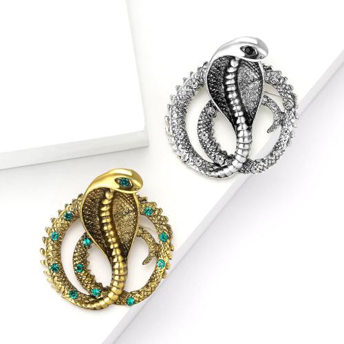 Zinc Alloy Brocher, Snake, forgyldt, for kvinde & med rhinestone, flere farver til valg, nikkel, bly & cadmium fri, Solgt af PC