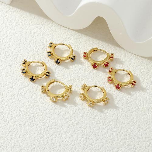 Boucles d'oreilles en laiton zircon cubique pavent, Placage de couleur d'or, pavé de micro zircon & pour femme, plus de couleurs à choisir, protéger l'environnement, sans nickel, plomb et cadmium, Vendu par paire