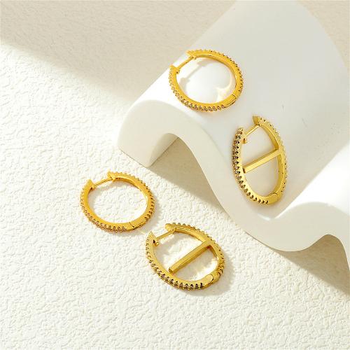 Messing oorbellen met micro-paved kubieke zirconia's, gold plated, verschillende stijlen voor de keuze & micro pave zirconia & voor vrouw, meer kleuren voor de keuze, nikkel, lood en cadmium vrij, Verkocht door pair