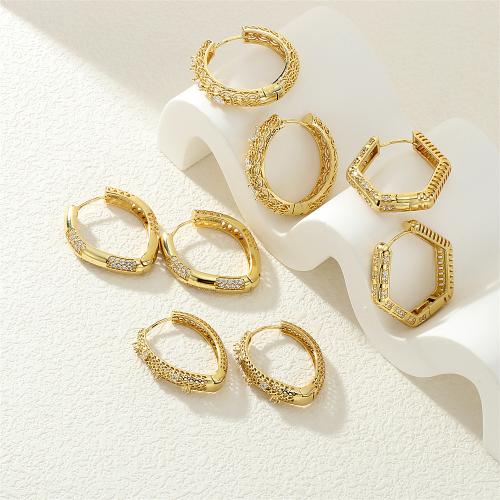 Cúbicos Circonia Pendiente Latón Micro pavimenta, metal, chapado en color dorado, diferentes estilos para la opción & micro arcilla de zirconia cúbica & para mujer, más colores para la opción, libre de níquel, plomo & cadmio, Vendido por Par