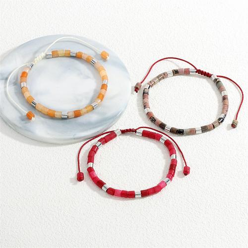 Messing Armbanden, met Wax & Gemstone Chips, gold plated, Verstelbare & voor vrouw, meer kleuren voor de keuze, nikkel, lood en cadmium vrij, Verkocht door PC