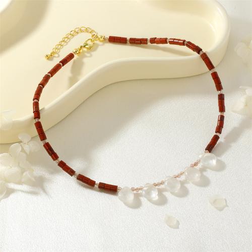 Natural Gemstone Necklace Brass with Gemstone Chips gold color plated for woman nickel lead & cadmium free Sold By PC