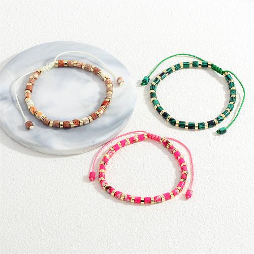 Pulseras de latón, metal, con chips de piedras preciosas, chapado en color dorado, Ajustable & para mujer, más colores para la opción, libre de níquel, plomo & cadmio, Vendido por UD