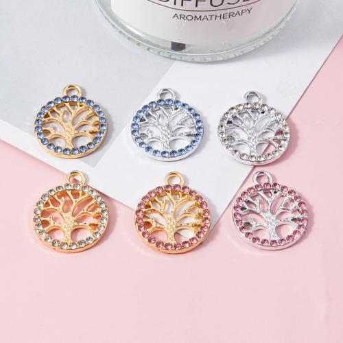 Zinc Alloy Pendants Round plated DIY & micro pave cubic zirconia Sold By Bag